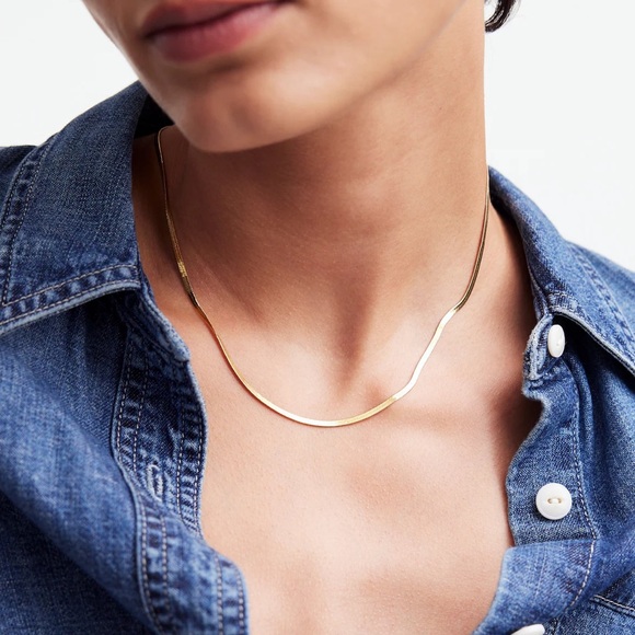 NEW Madewell Delicate Collection Demi-Fine Skinny Herringbone Chain - Picture 3 of 8